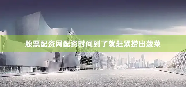 股票配资网配资时间到了就赶紧捞出菠菜
